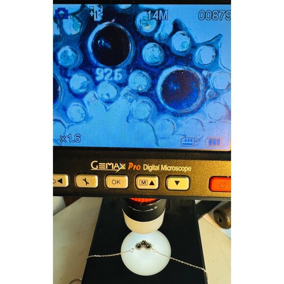 Sterling Silver 925 Black & White Gemstone Flower Pendant Necklace, 16" - Picture 8 of 9